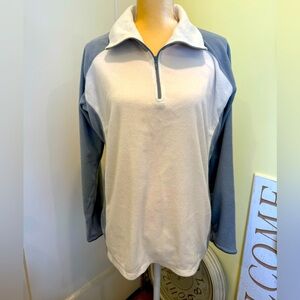 Columbia Womens Jacket Size Large White/Gray Fleece 1/4 Zip Pullover Long Sleeve